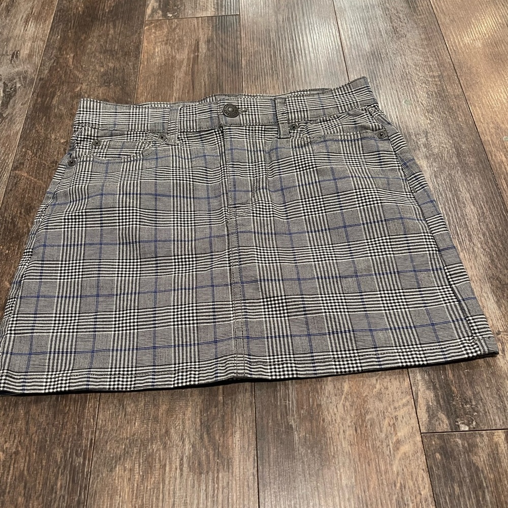 American Eagle Plaid Mini Skirt in Black, Blue and Gray